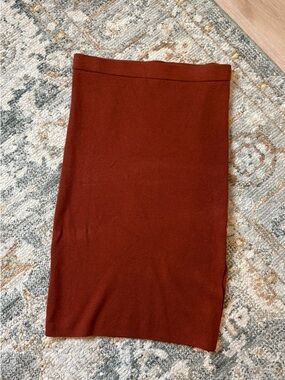 Nine West Rust Ribbed Pencil Skirt